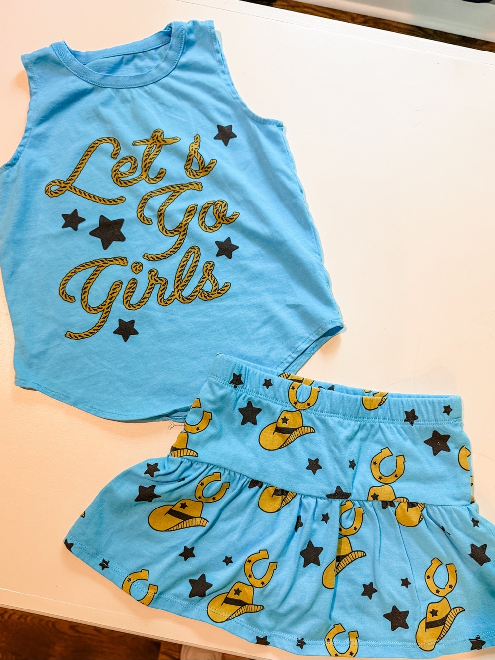 Chaser Lets Go Girls Peplum Skort and matching Muscle Tee size 4 - Picture 2 of 7